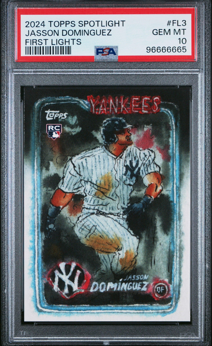 Graded 2024 Topps Spotlight Jasson Dominguez #FL3 1st Light Baseball Card PSA 10