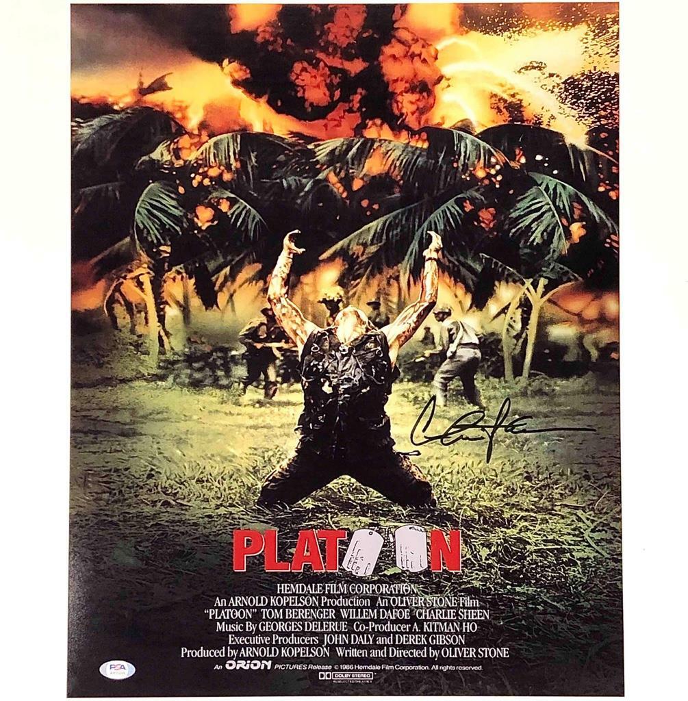 Charlie Sheen autograph Platoon signed 16x20 movie poster photo PSA/DNA COA