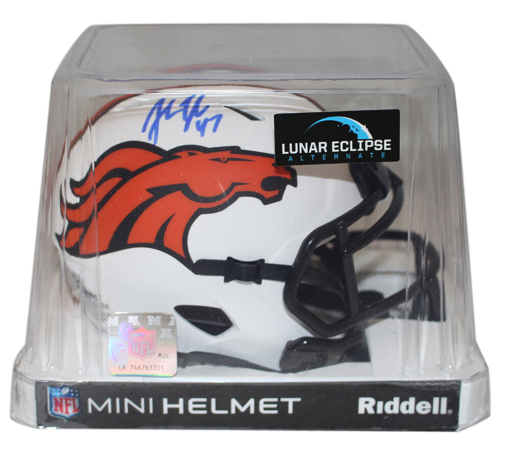 John Lynch Autographed Denver Broncos Lunar Speed Mini Helmet Beckett 34896