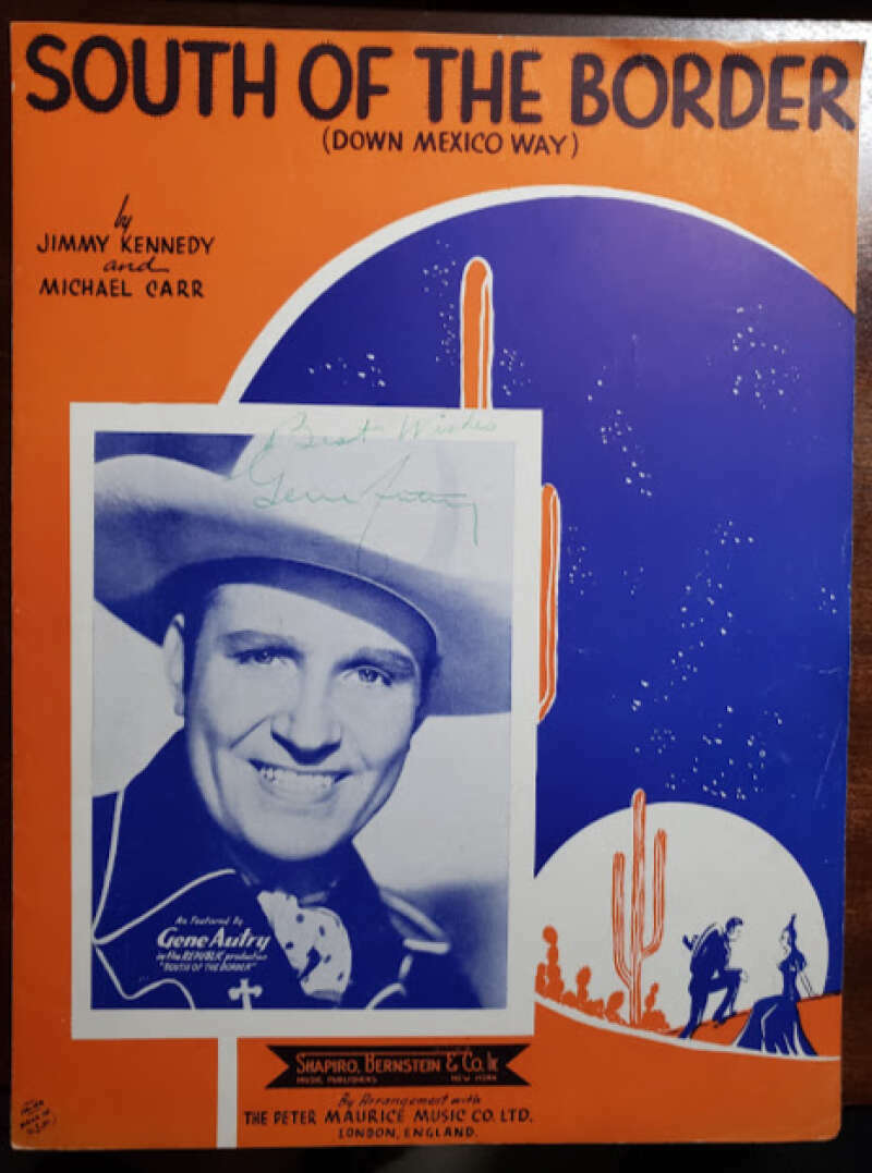 Gene Autry JSA Coa Signed South Of The Border Sheet Music Autograph