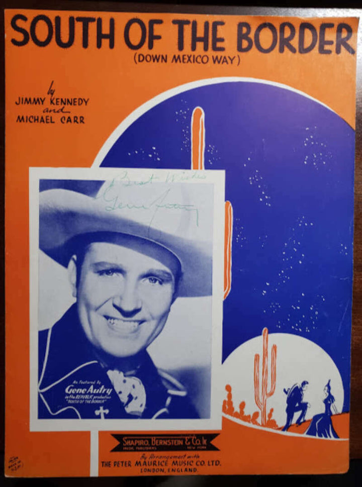 Gene Autry JSA Coa Signed South Of The Border Sheet Music Autograph