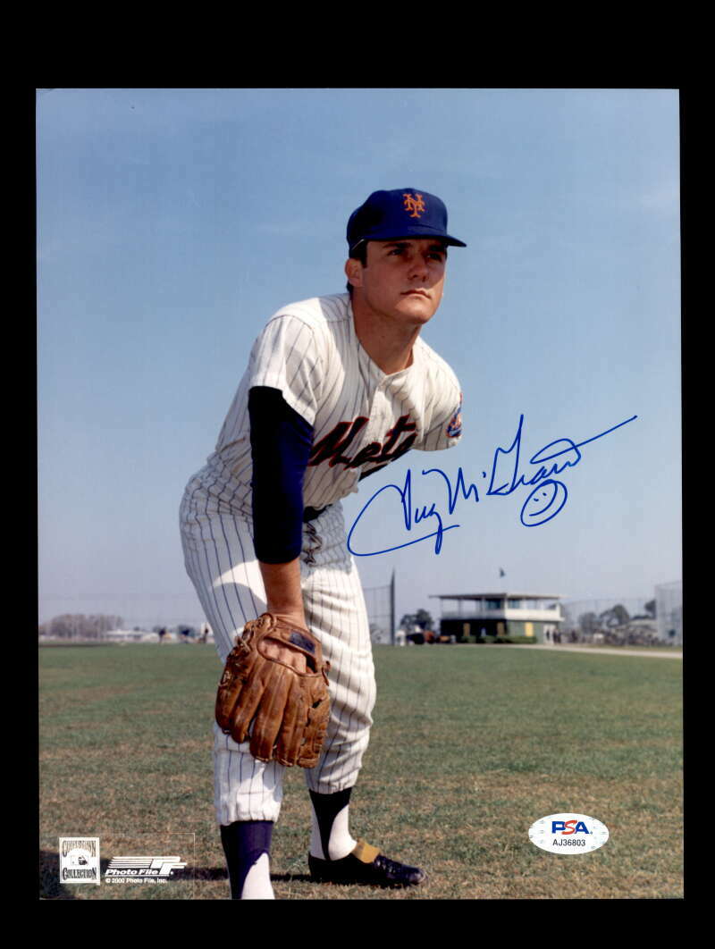 Tug McGraw PSA DNA Coa Signed 8x10 Photo Mets Autograph