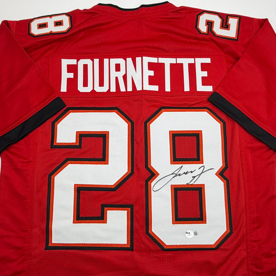 Autographed/Signed Leonard Fournette Tampa Bay Red Football Jersey Beckett COA