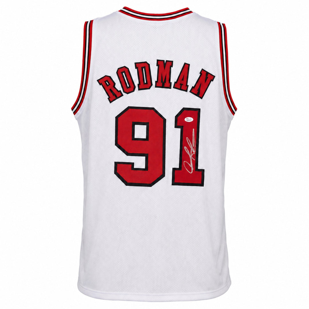 Chicago Bulls Dennis Rodman Signed White Jersey JSA