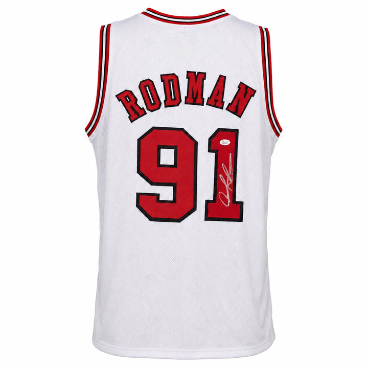 Chicago Bulls Dennis Rodman Signed White Jersey JSA