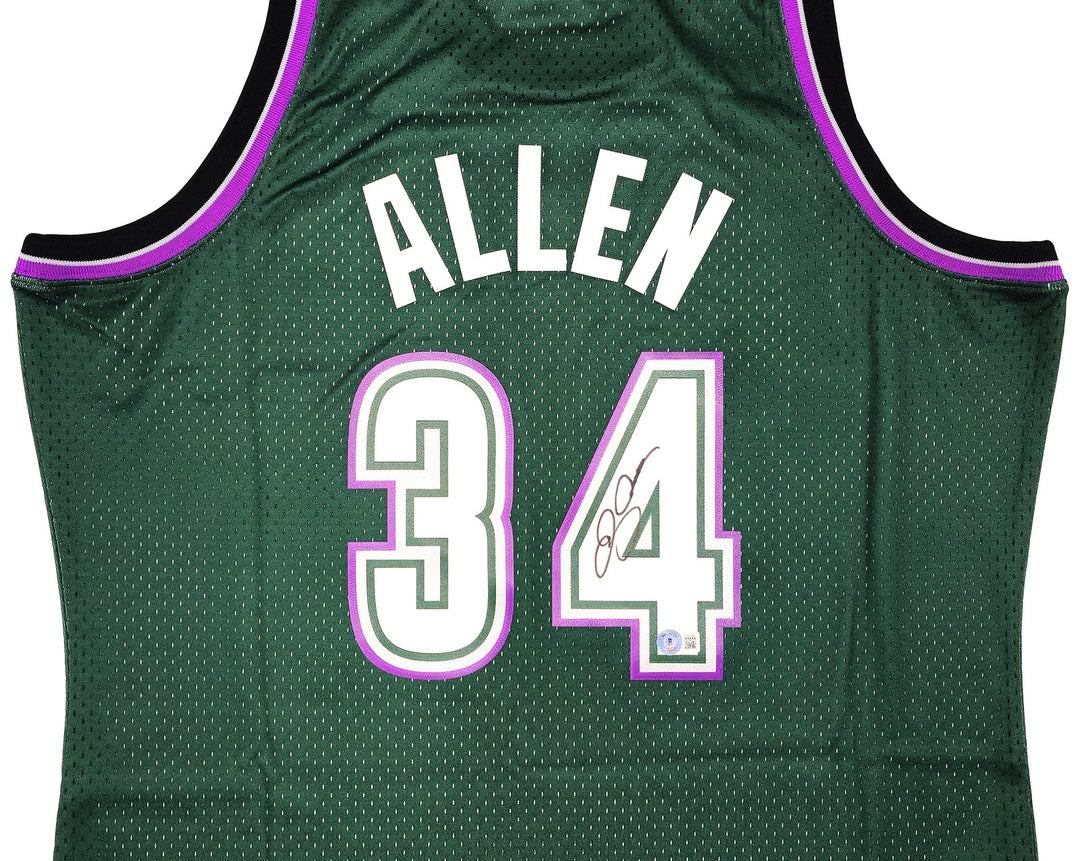 Bucks Ray Allen Auto Green Auth Mitchell Ness 96-97 Swingman Jersey XL BAS