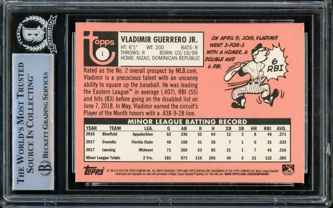 Vladimir Guerrero Jr. Auto Signed 2018 Topps Heritage Minor League RC 1 Beckett