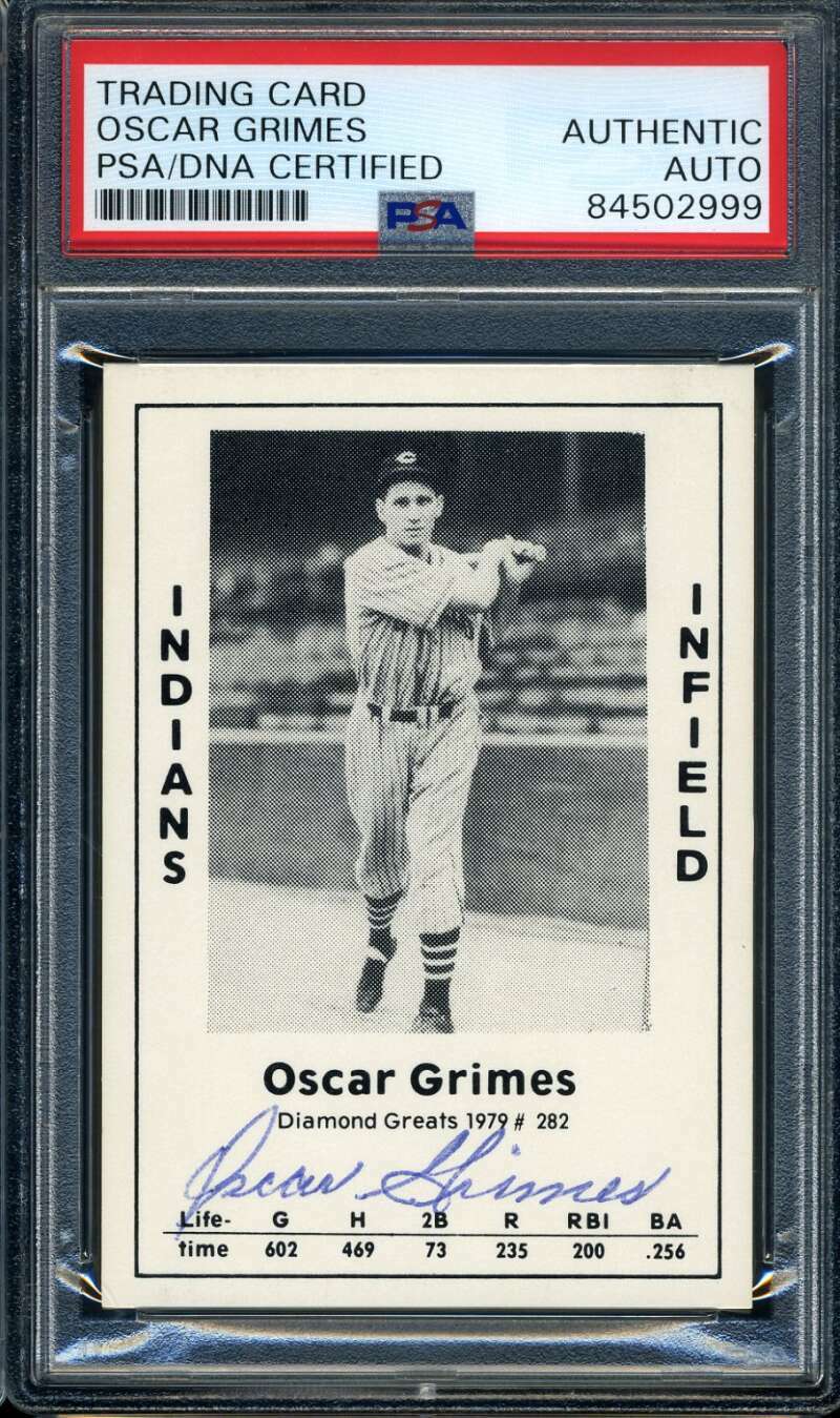 Oscar Grimes PSA DNA Signed 1979 Diamond Greats Autograph Cleveland Indians
