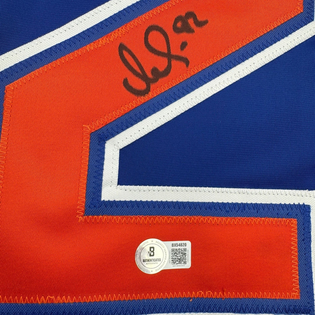 Autographed/Signed Vasily Podkolzin Edmonton Blue Jersey Beckett BAS COA