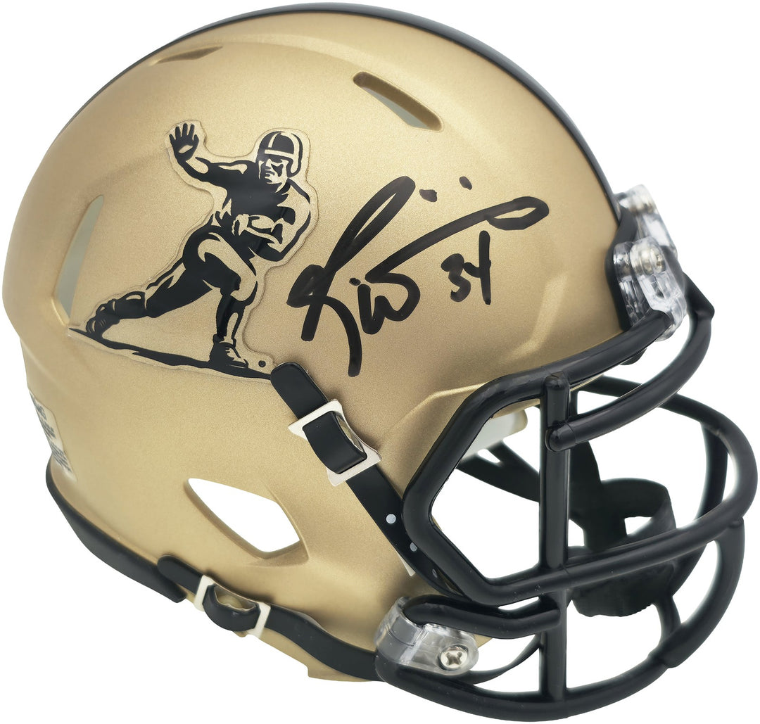 Ricky Williams Signed Texas Longhorns Gold Heisman Logo Speed Mini Helmet JSA