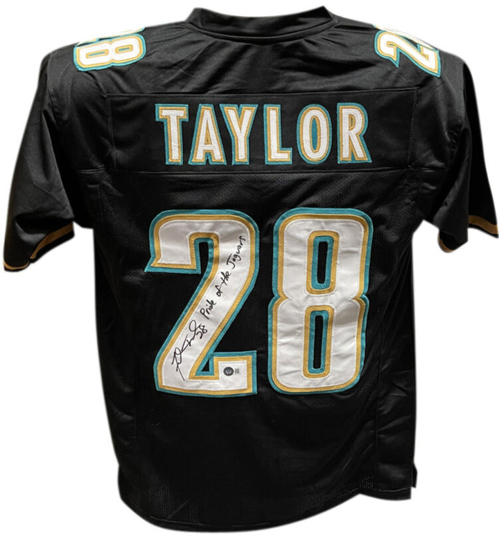 Fred Taylor Autographed/Signed Pro Style Sz. XL Black Jersey Insc. Beckett 40943