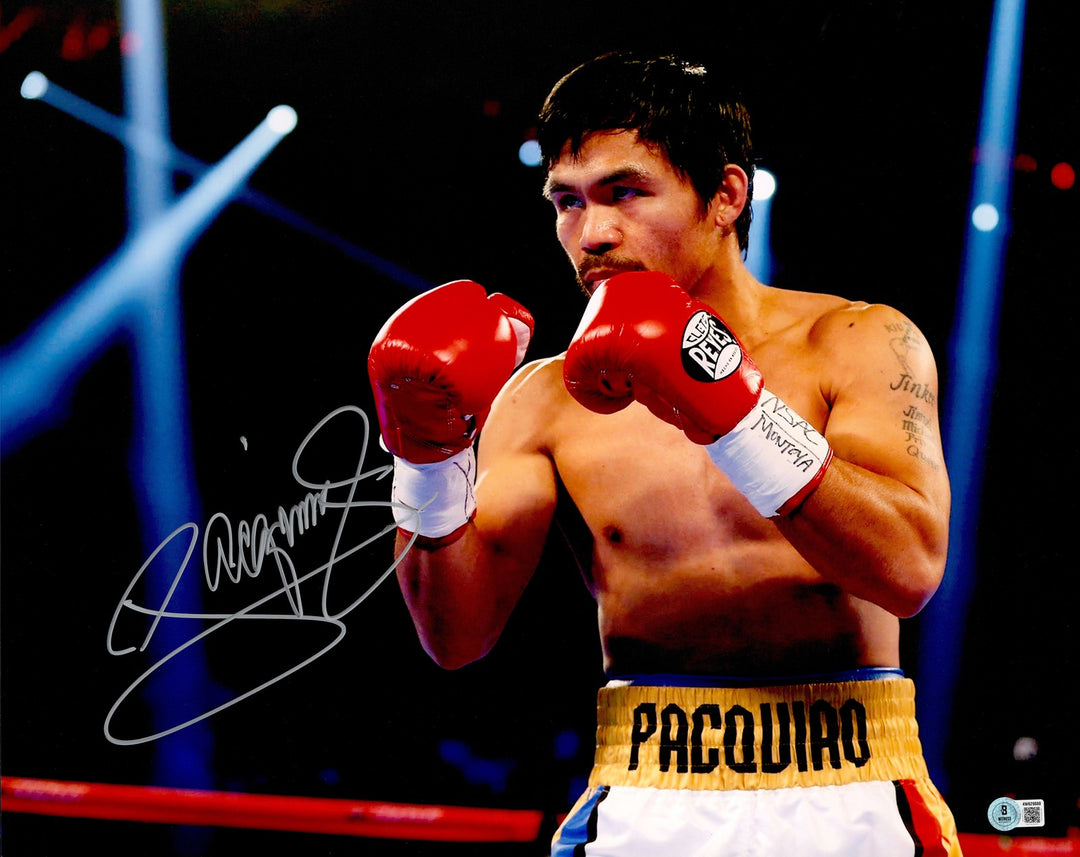 Manny Pacquiao Autographed 16x20 Photo Beckett BAS Witness