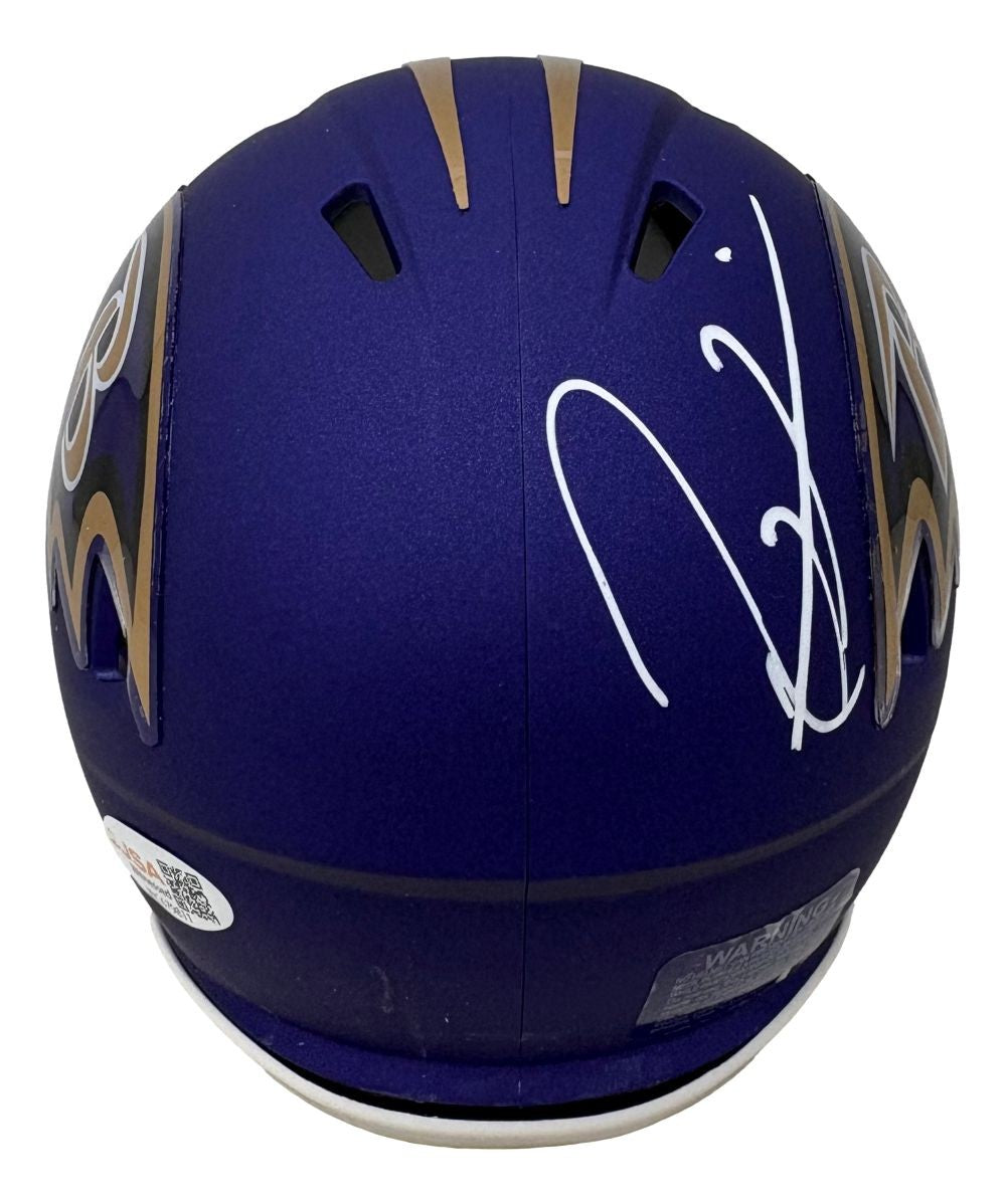 Ray Lewis Signed Baltimore Ravens Alternate Purple Mini Speed Helmet BAS