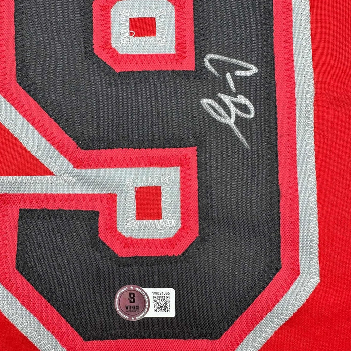 Framed Autographed/Signed Corbin Burnes 35x39 Arizona Red Jersey BAS COA
