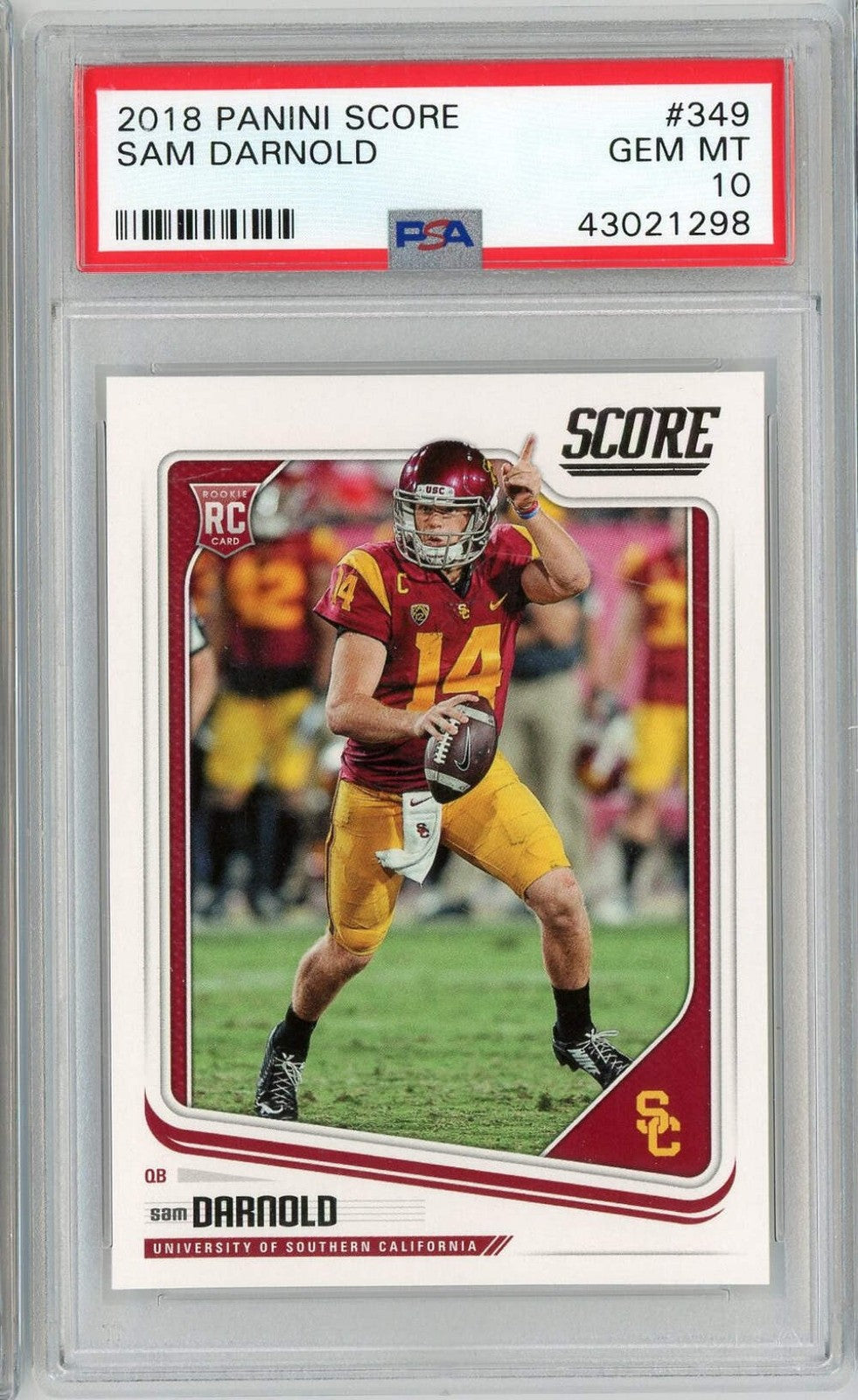 Graded 2018 Panini Score Sam Darnold #349 Rookie Football Card PSA 10 Gem Mint