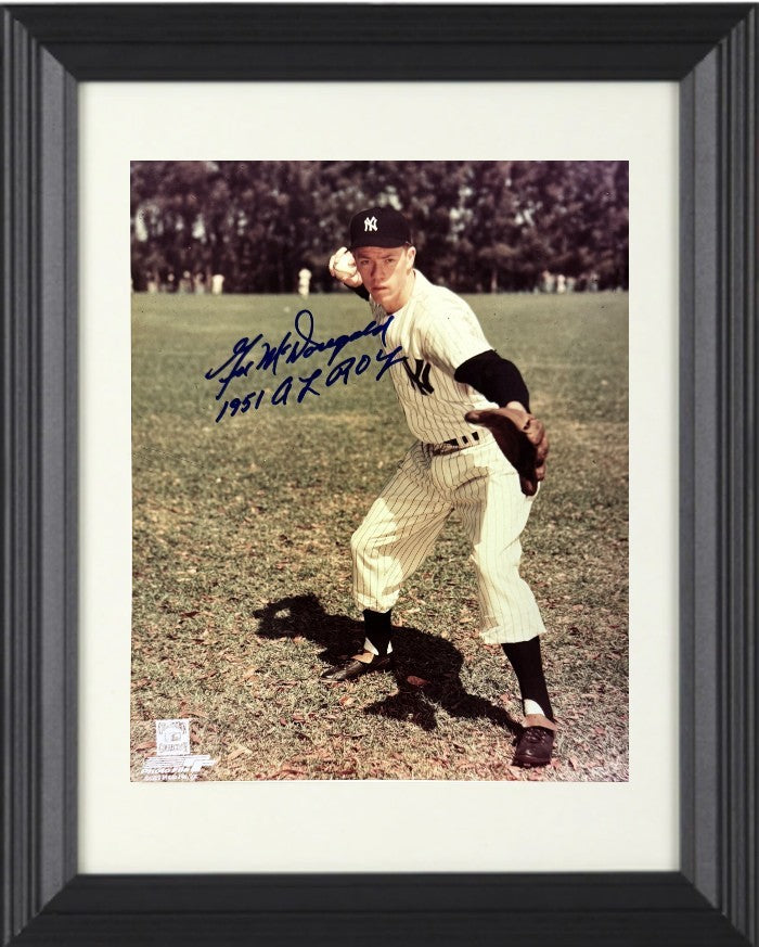 Gil McDougald signed New York Yankees 8x10 Photo 1951 AL ROY dings Framed-COA