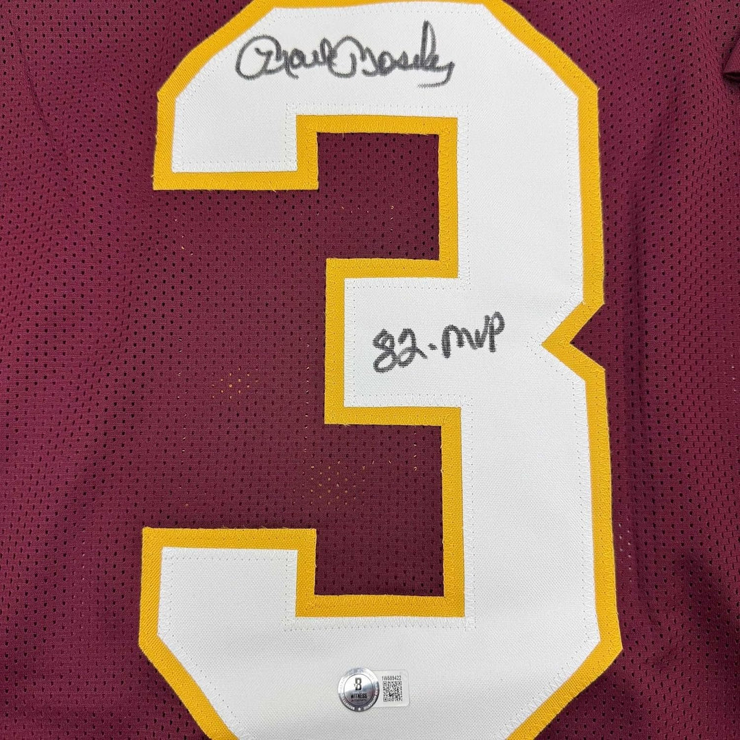 Framed Autographed/Signed Mark Moseley 35x39 82 MVP Washington Jersey COA