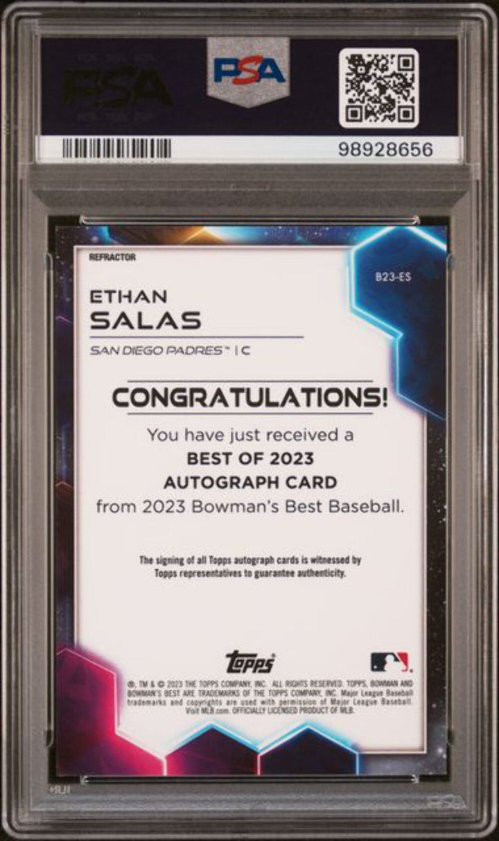 Graded 2023 Bowman's Best Ethan Salas #B23ES Best of 2023 Auto Refractor PSA 9