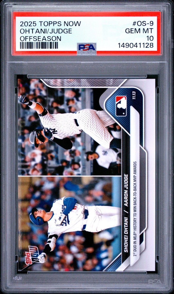 Graded 2025 Topps Now Shohei Ohtani Aaron Judge #OS-9 B2B MVPs Card PSA 10