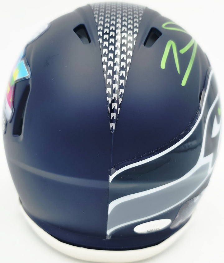 Zach Charbonnet Signed Seahawks Blue SB LX Champions Logo Speed Mini Helmet MCS