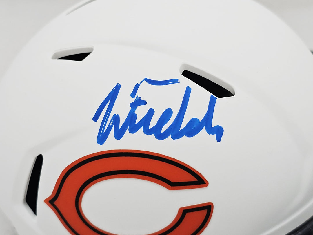 Justin Fields Signed Chicago Bears Lunar Eclipse White Speed Mini Helmet Beckett