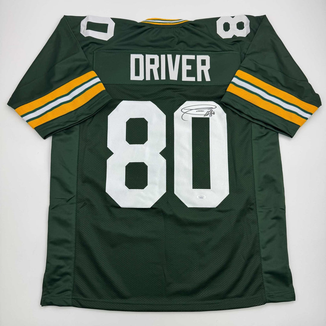 Autographed/Signed Donald Driver Green Bay Green Football Jersey JSA COA