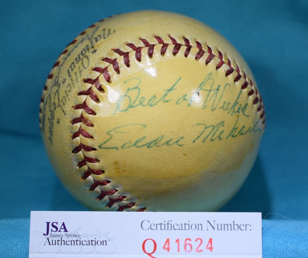 Eddie Miksis Jsa Coa Hand Signed Giles National League Autograph Baseball