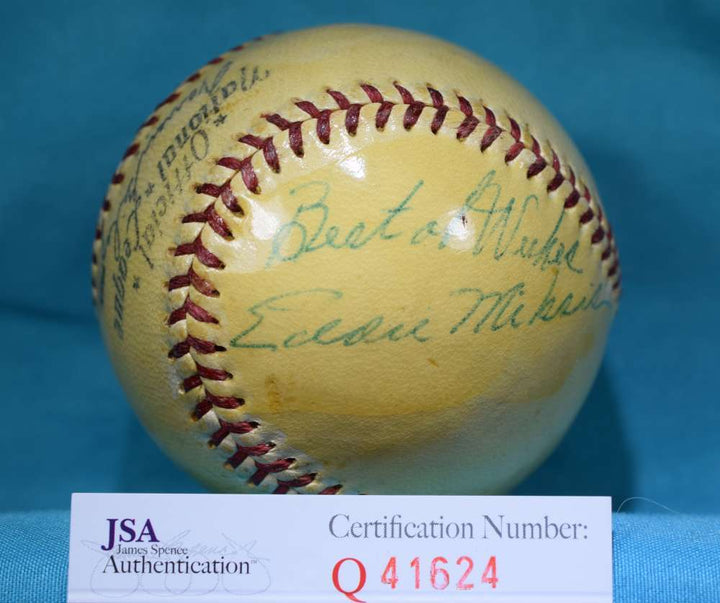 Eddie Miksis Jsa Coa Hand Signed Giles National League Autograph Baseball