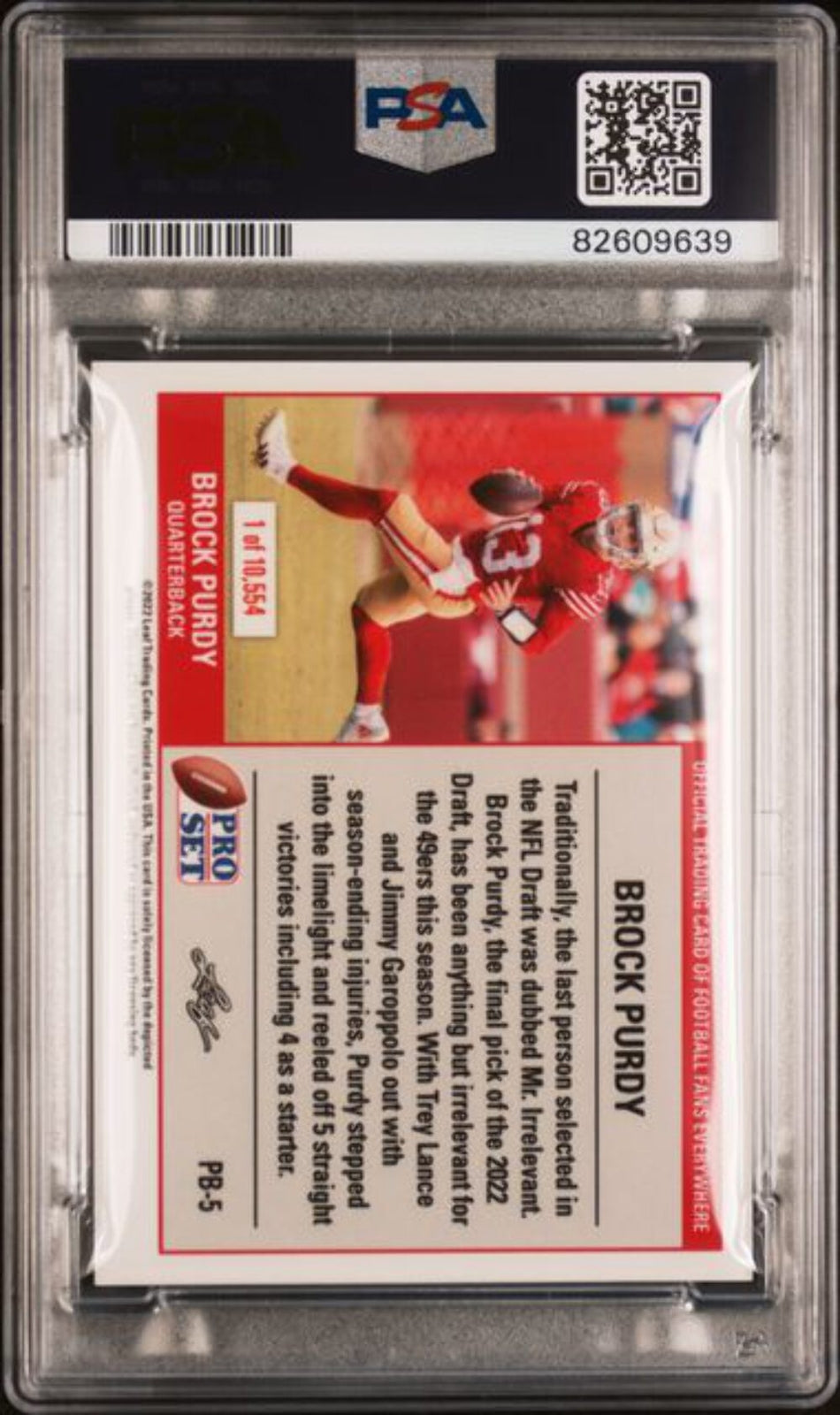 Graded 2022 Leaf Web Exc Brock Purdy #PB5 1989 Pro Set XRC Football Card PSA 10