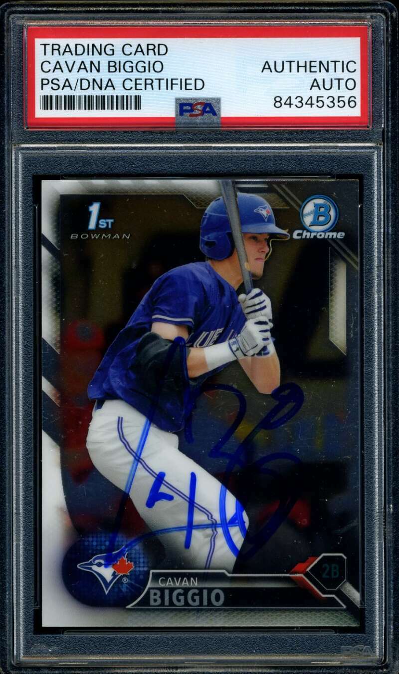 Cavan Biggio PSA DNA Coa Signed 2016 Bowman Chrome Rookie Autograph