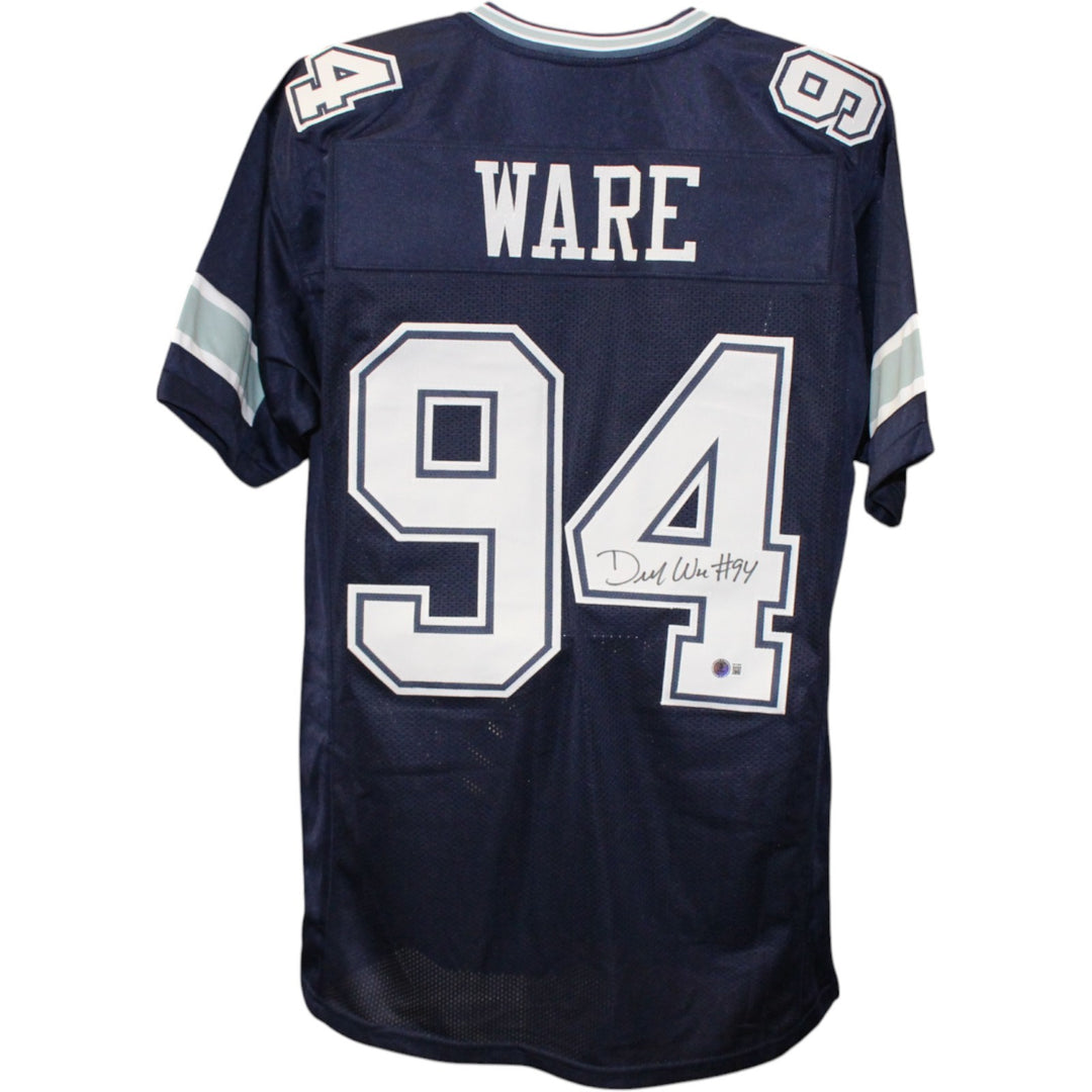 Demarcus Ware Autographed/Signed Pro Style Blue XL Jersey Beckett Witness 51838