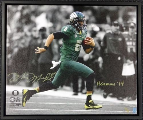 Marcus Mariota Signed Framed 20x24 Canvas Photo Ducks "Heisman '14" #/8 MM Holo