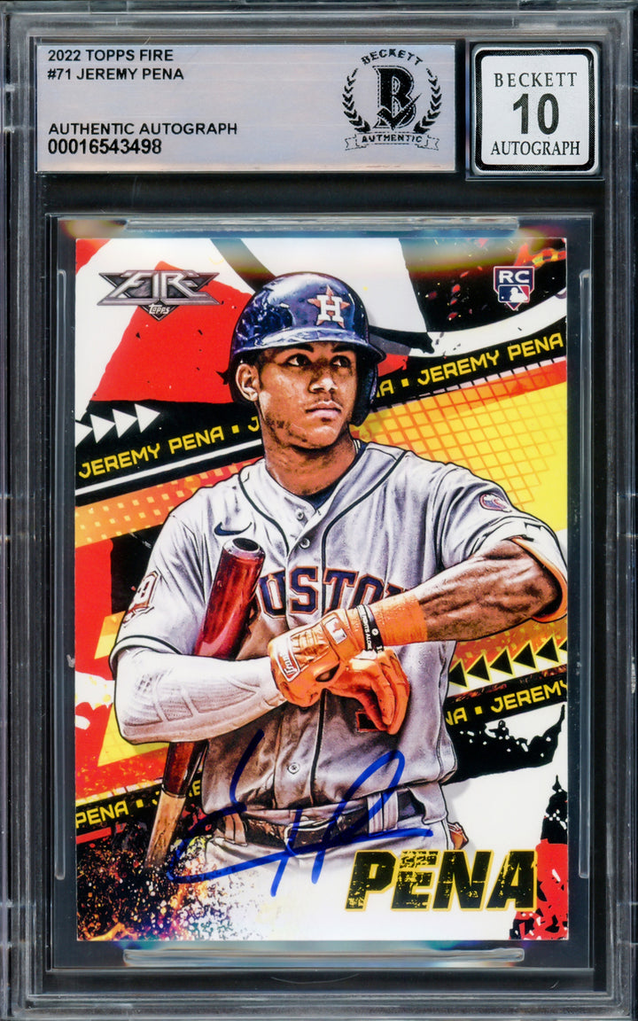 Jeremy Pena Signed 2022 Topps Fire RC 71 Astros Auto GM 10 Beckett #16543498