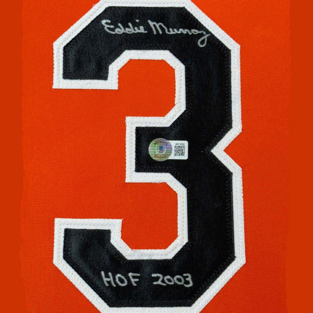 Framed Autographed/Signed Eddie Murray 33x24 Baltimore Orange Jersey BAS COA