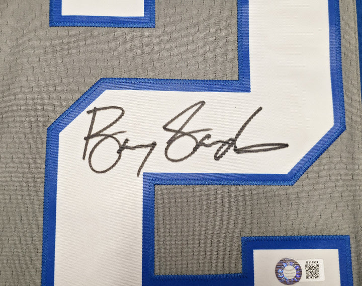 Lions Barry Sanders Auto Split M&N 1996 NFL Legacy Throwback Jersey 48 Beckett