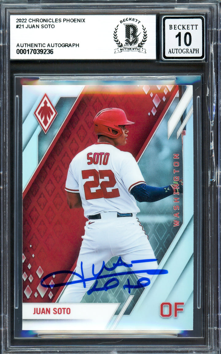 Juan Soto Signed 2022 Panini Phoenix Card 21 Mets Auto GM 10 Beckett #17039236