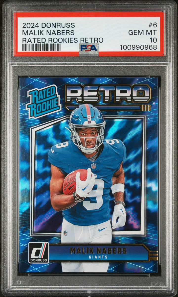 Graded 2024 Donruss Malik Nabers #6 Rated Rookies Retro Football Card PSA 10