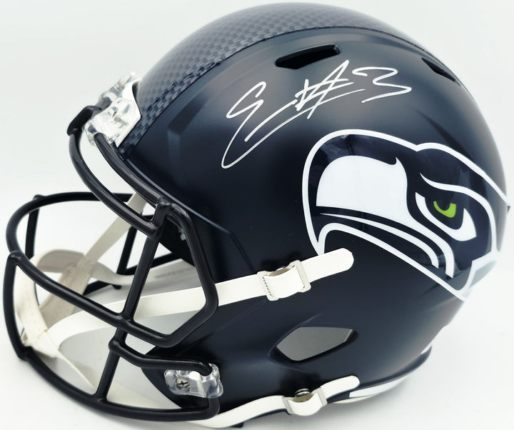 Nick Emmanwori Auto Seahawks Blue Full Size Replica Helmet - Sig Twice & Smudged