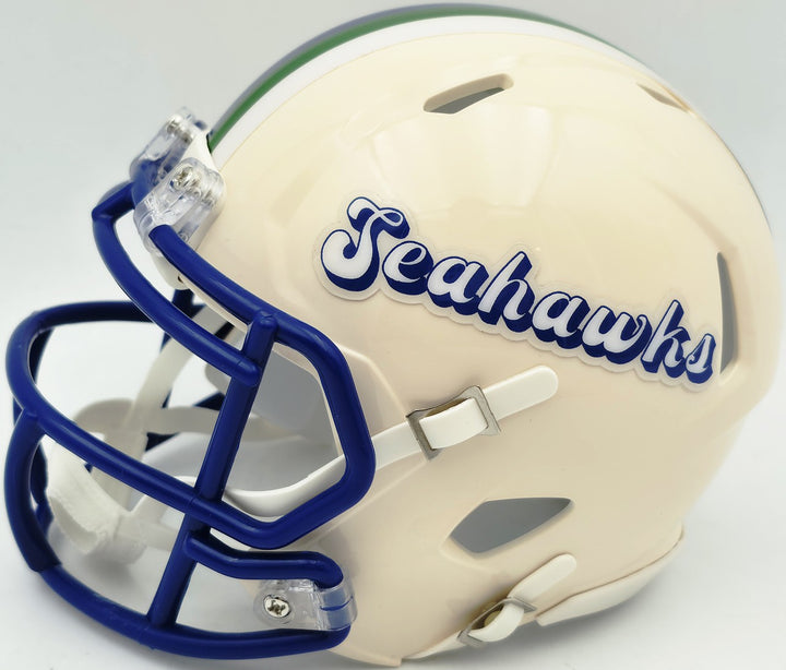 Mike Macdonald Signed Seahawks Cream Retro Speed Mini Helmet BAS Witness