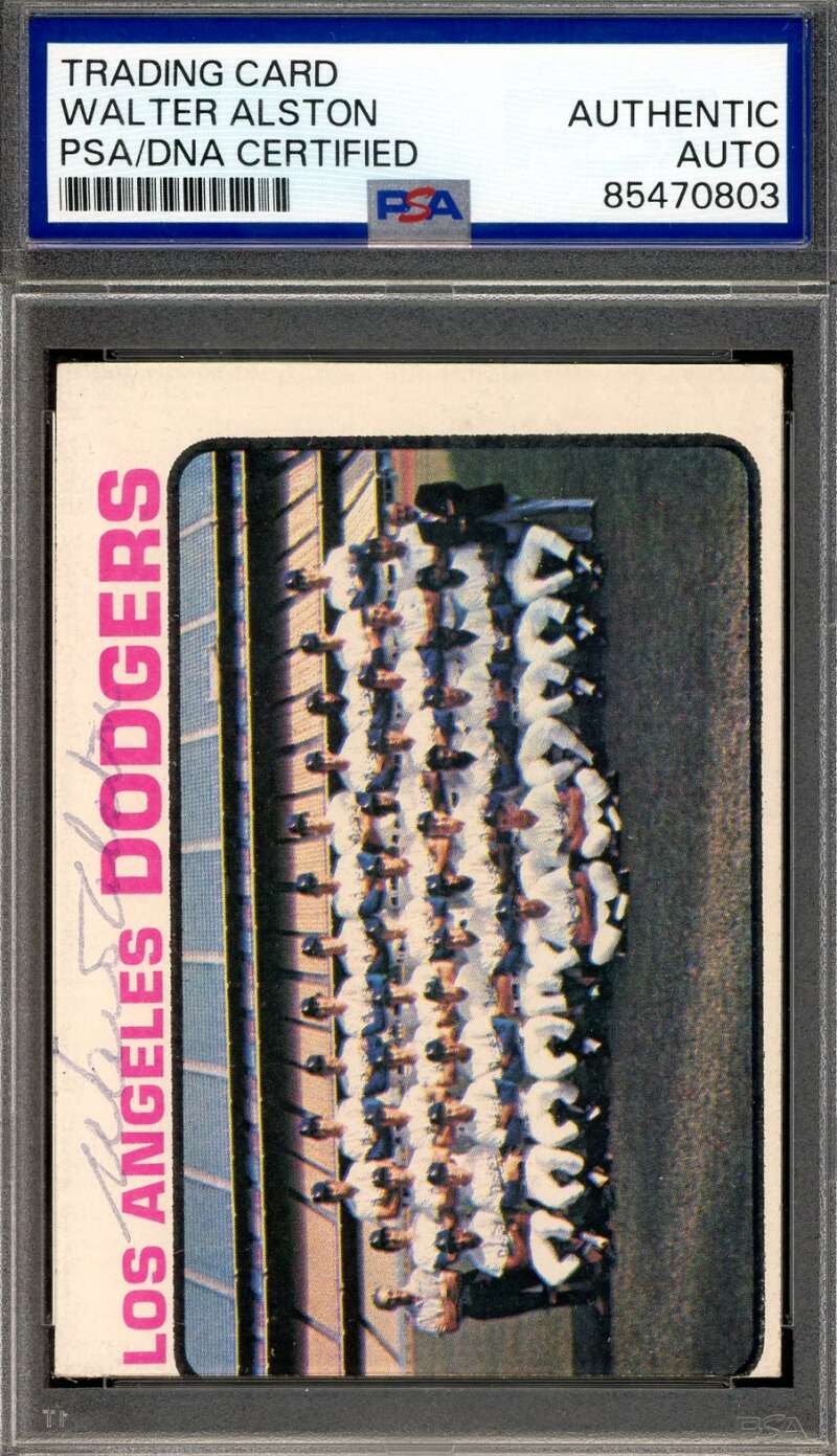 Walter Alston PSA DNA Vintage Signed 1973 Topps Team Autograph
