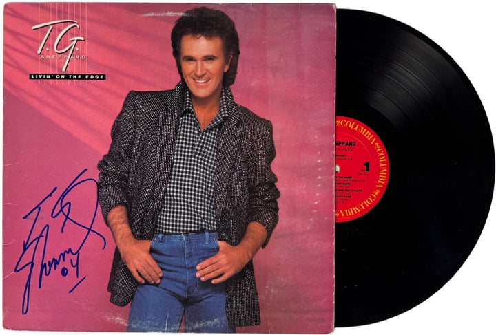 T.G. Sheppard signed 1985 Livin' on the Edge Album/LP/Vinyl Record Framed - JSA