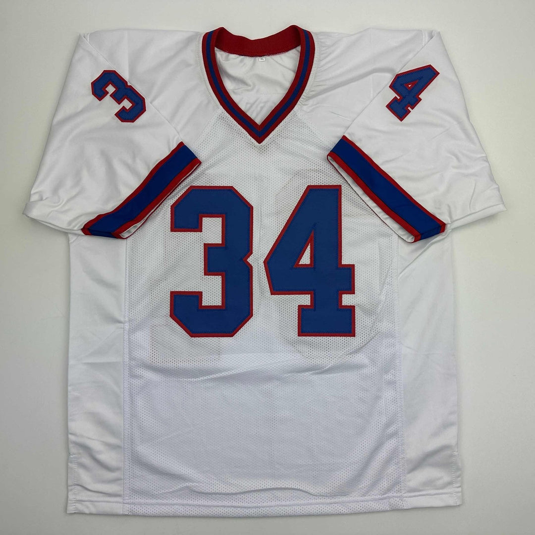 Autographed/Signed THURMAN THOMAS Buffalo White Jersey JSA COA Auto