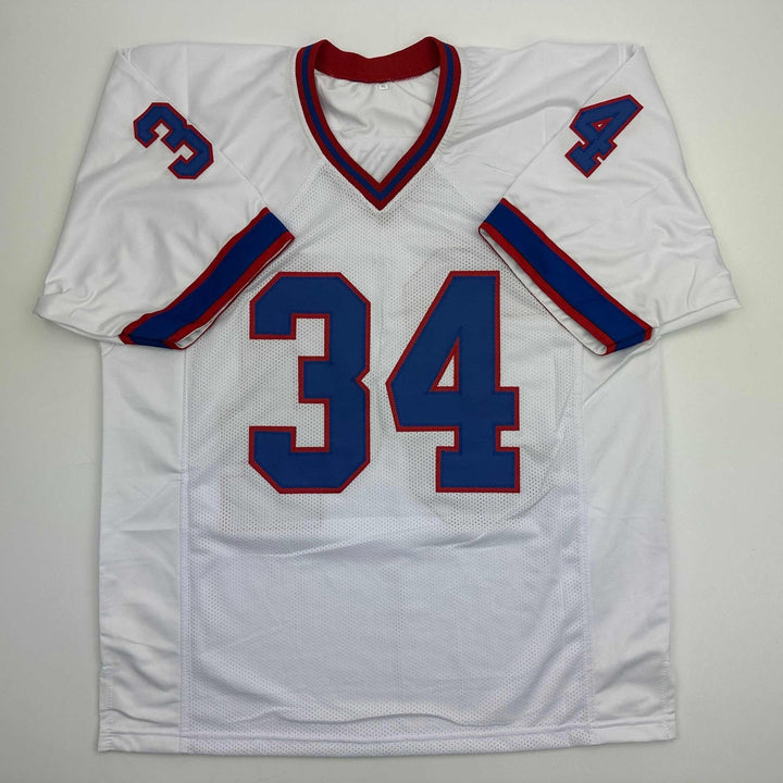 Autographed/Signed THURMAN THOMAS Buffalo White Jersey JSA COA Auto