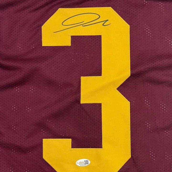 Autographed/Signed Jordan Addison USC Southen Cal Red College Jersey JSA COA