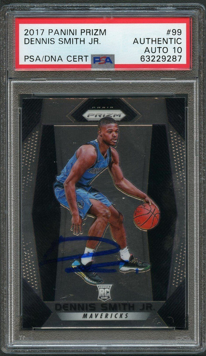 2017 Panini Prizm Black #99 Dennis Smith Jr. Signed Card AUTO 10 PSA Slabbed RC