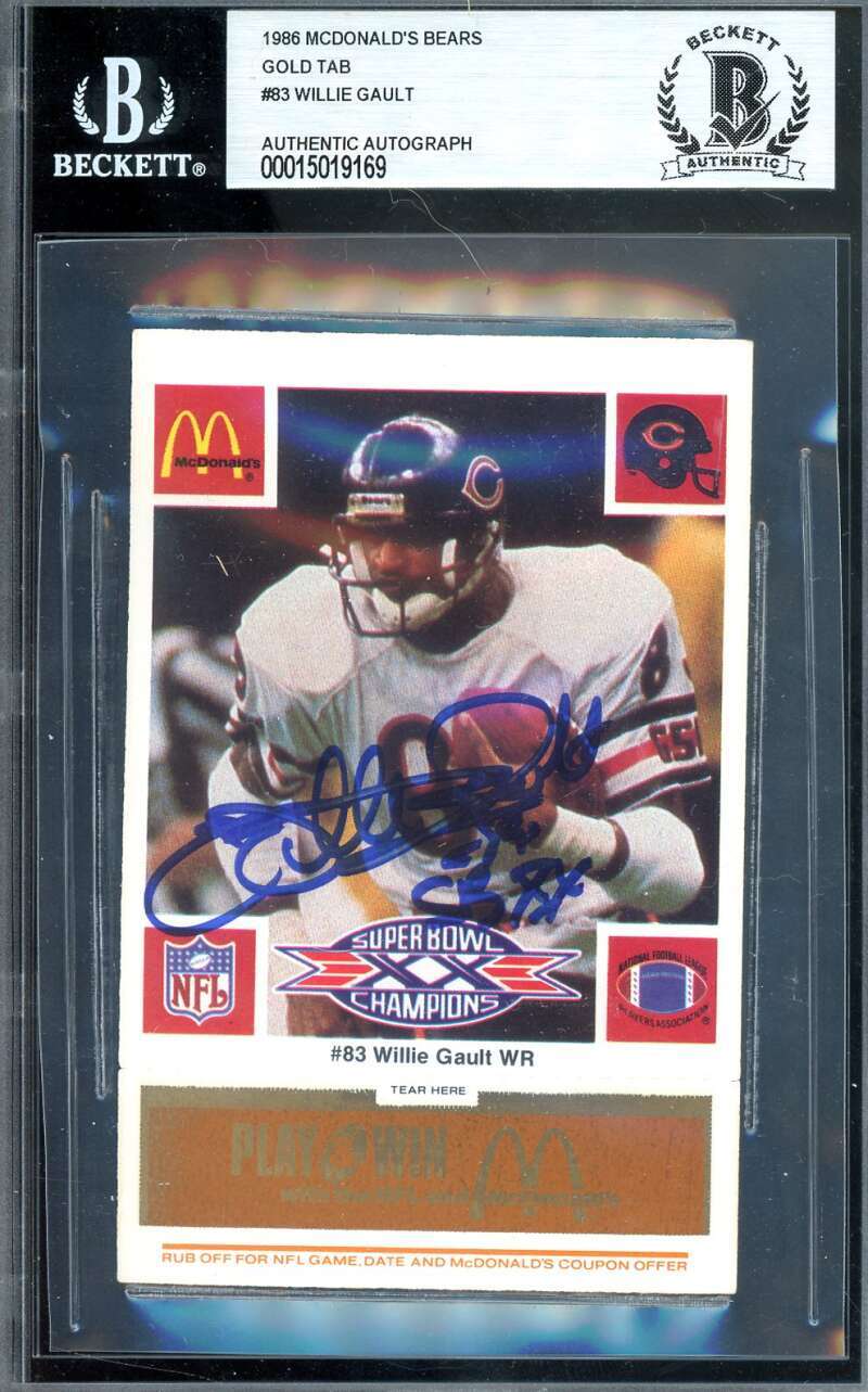 Willie Gault Beckett BAS Signed 1986 McDonald's Bears Gold Tab Rookie Autograph