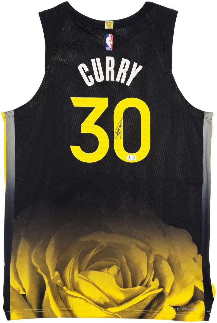 Warriors Stephen Curry Auto Black Nike Authentic City Jersey 48 +2 Beckett