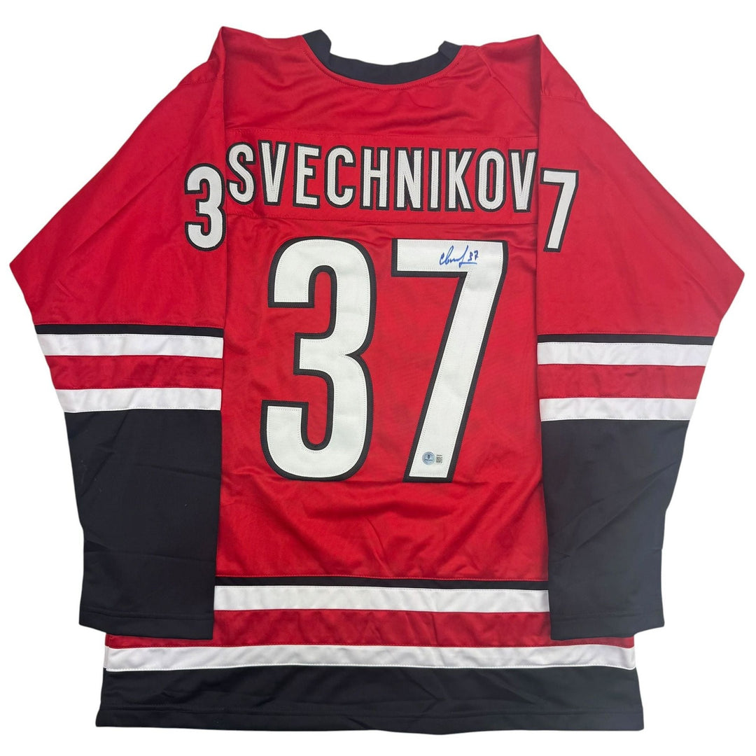 Autographed/Signed Andrei Svechnikov Carolina Red Jersey Beckett BAS COA