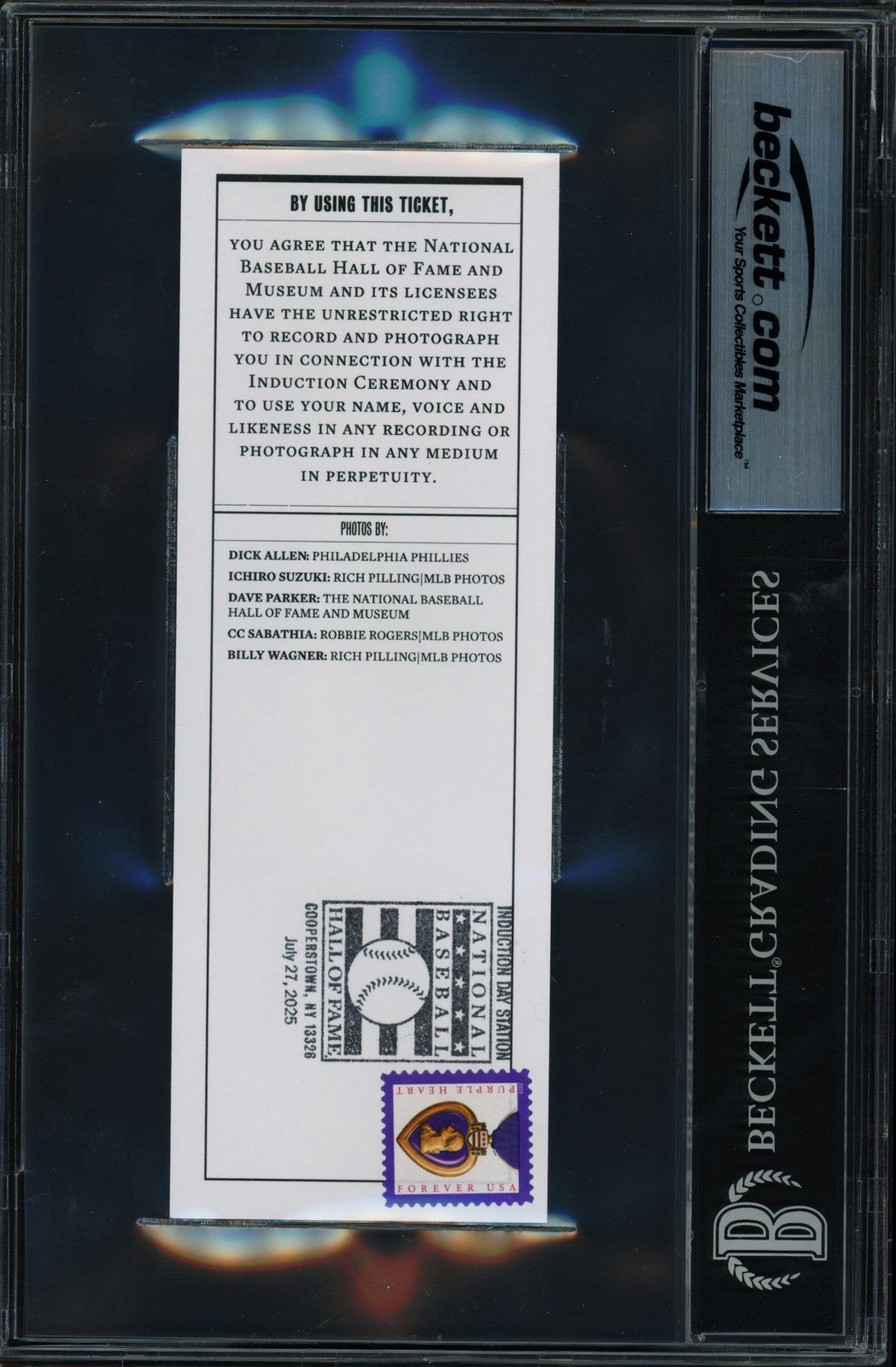 Ichiro Suzuki Auto 2025 HOF Induction Ticket Mariners Sig 10 "7/27/2025" Beckett