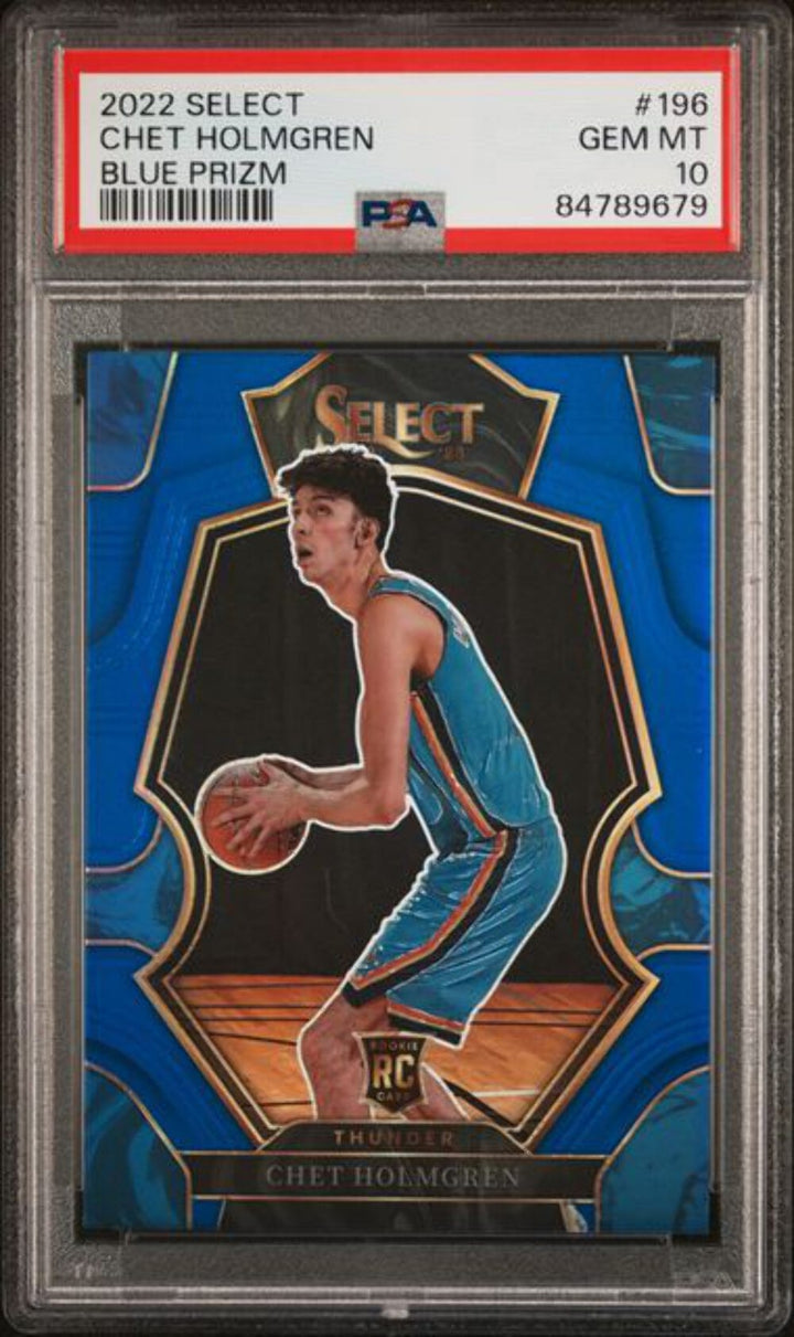 Graded 2022 Panini Select Chet Holmgren #196 Blue Prizm Basketball Card PSA 10